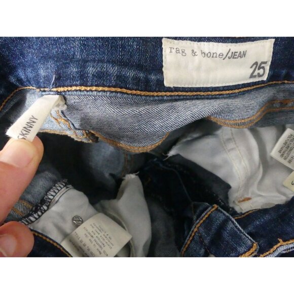 Rag & Bone 25 Skinny Jeans Cropped Womens Distressed Low Rise La Paz Blue - Picture 13 of 15